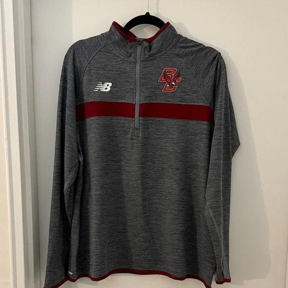 New Balance Boston College Charcoal and Maroon Quarter-Zip Top - Picture 1 of 3